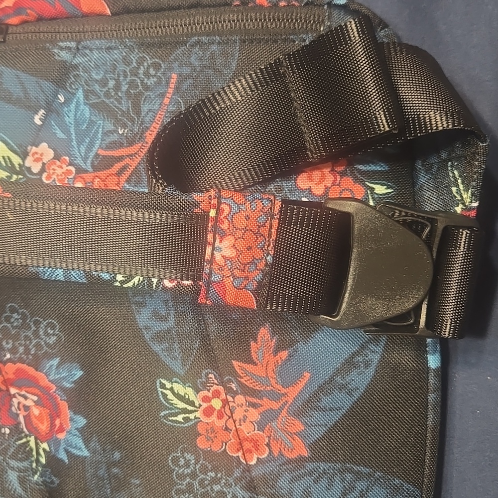 Vera Bradley Black Sling Bag with Red and Blue Floral Pattern - Picture 4 of 6